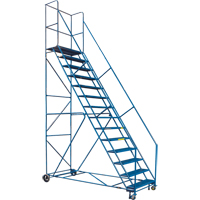 CSA-Certified Rolling Step Ladder with Locking Step, 14 Steps, 30" Step Width, 128" Platform Height, Steel Canadian Safety Group Inc.