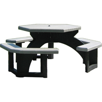 Tables de pique-nique hexagonales en plastique recycl&eacute;, 78" lo x 78" la, Gris Canadian Safety Group Inc.
