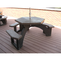 Tables de pique-nique hexagonales en plastique recycl&eacute;, 78" lo x 78" la, Brun Canadian Safety Group Inc.