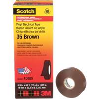 Scotch&reg; Vinyl Colour Coding Electrical Tape, 19 mm (3/4") W x 20 m (66') L, 7 mils, Brown Canadian Safety Group Inc.