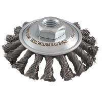 Brosses soucoupes &agrave; fils nou&eacute;s, Dia. 5", Fils 0,02", Arbre 5/8"-11, Acier Canadian Safety Group Inc.