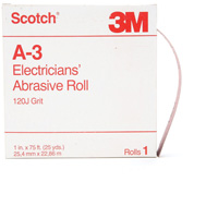 Scotch&reg; A-3 Electrician's Abrasive Roll, Aluminum Oxide, 1" W x 75' L, 120 Grit Canadian Safety Group Inc.