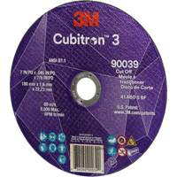 Cubitron 3 Cut-Off Wheel, 7" x 0.09", 7/8" Arbor, Type T27, Ceramic, 8500 RPM Canadian Safety Group Inc.
