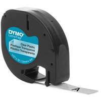 Labels for LetraTag Plus LT100-H, 12 mm x 157-12/25", Black on Clear Canadian Safety Group Inc.