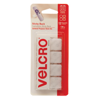 Attaches en carr&eacute;e, Boucle et crochet, 7/8" dia., Adh&eacute;sif, Blanc Canadian Safety Group Inc.