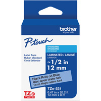 Laminated Tape for P-Touch&reg;, 12 mm x 8 m, Black on Blue Canadian Safety Group Inc.