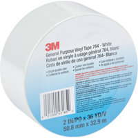 General Purpose Vinyl Tape 764, 48 mm (2") W x 32.9 m (108') L, White Canadian Safety Group Inc.