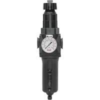 Manual Drain Filter/Regulator with Metal Bowl & Gauge Modulair 400, 1/2" NPT, 200 psi, 9.1 fl. oz. Capacity Canadian Safety Group Inc.