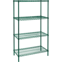 Heavy-Duty Green Epoxy Finish Wire Shelving, 4 Tiers, 30" W x 63" H x 14" D Canadian Safety Group Inc.
