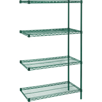 Heavy-Duty Green Epoxy Finish Wire Shelving, Add-On Kit, 4 Tiers, 30" W x 63" H x 14" D Canadian Safety Group Inc.