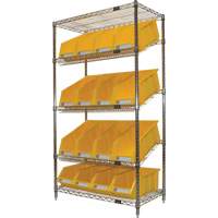 &eacute;tag&egrave;re en treillis m&eacute;tallique &agrave; tablettes inclin&eacute;es avec bacs, Tiers 5, 36" la x 63" h x 18" p Canadian Safety Group Inc.