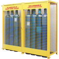 Gas Cylinder Cabinets, 20 Cylinder Capacity, 88" W x 30" D x 74" H, Yellow Canadian Safety Group Inc.