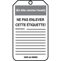 Lockout Tags, Cardstock, 3-1/8" W x 5-7/8" H, French Canadian Safety Group Inc.