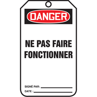 Lockout Tags, Cardstock, 3-1/8" W x 5-7/8" H, French Canadian Safety Group Inc.