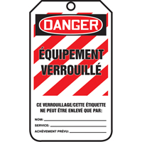 &eacute;tiquettes de s&eacute;curit&eacute; - Verrouillage, Papier cartonn&eacute;, 3-1/8" la x 5-7/8" h, Français Canadian Safety Group Inc.