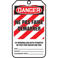 Lockout Tags, Cardstock, 3-1/8" W x 5-7/8" H, French Canadian Safety Group Inc.