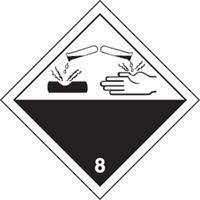 TDG Shipping Labels, Class 8, Corrosives, Paper Canadian Safety Group Inc.