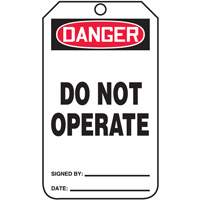 Safety Tags, Cardstock, 3-1/4" W x 5-3/4" H, English Canadian Safety Group Inc.