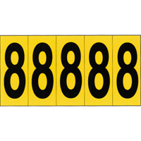 Rep&egrave;res adh&eacute;sifs &agrave; chiffres individuels, 8, 3-7/8" h, Noir sur jaune Canadian Safety Group Inc.