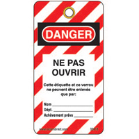 &eacute;tiquettes de verrouillage, Plastique, 3" la x 5-3/4" h, Français Canadian Safety Group Inc.