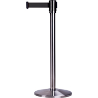 Free-Standing Crowd Control Barrier, Steel, 35" H, Black Tape, 7' Tape Length Canadian Safety Group Inc.