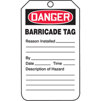 Safety Tags, Plastic, 3-3/8" W x 5-3/4" H, English Canadian Safety Group Inc.
