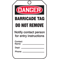 Safety Tags, Plastic, 3-3/8" W x 5-3/4" H, English Canadian Safety Group Inc.