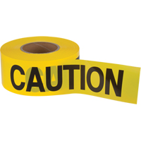 Ruban pour barricade Caution, Anglais, 3" la x 1000' lo, 1,5 mil, Noir sur jaune Canadian Safety Group Inc.