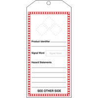 GHS Jumbo Safety Tag, Cardstock, 3-7/8" W x 8-1/2" H, English Canadian Safety Group Inc.
