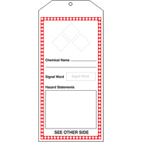 GHS Jumbo Tags, Cardstock, 3-7/8" W x 8-1/2" H, English Canadian Safety Group Inc.