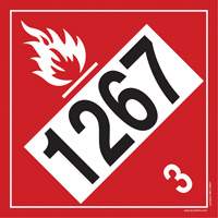 Plaque-&eacute;tiquette TMD 1267 pour liquide inflammable p&eacute;trole brut, Vinyle adh&eacute;sif Canadian Safety Group Inc.
