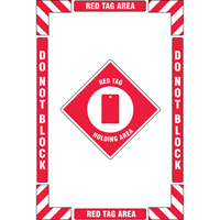 "Red Tag Holding Area" Floor Marking Kit, Adhesive, English with Pictogram Canadian Safety Group Inc.