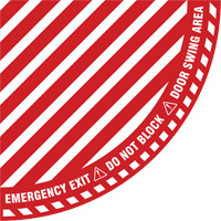 "Emergency Exit" Quarter Circle Swing Door Floor Sign, Adhesive, English with Pictogram Canadian Safety Group Inc.