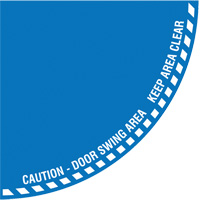 "Caution" Quarter Circle Swing Door Floor Sign, Adhesive, English with Pictogram Canadian Safety Group Inc.