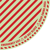 "Emergency Exit" Quarter Circle Swing Door Floor Sign, Adhesive, English with Pictogram Canadian Safety Group Inc.