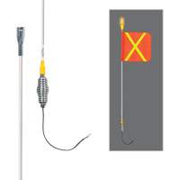 Tiges de s&eacute;curit&eacute; tout-temps de s&eacute;rie lourde avec lumi&egrave;re DEL constante Safety Whip, Fixation Ressort, Hauteur 3', Orange avec X r&eacute;fl&eacute;chissant Canadian Safety Group Inc.