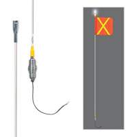 Tiges de s&eacute;curit&eacute; tout-temps de s&eacute;rie lourde avec lumi&egrave;re DEL constante Safety Whip, Fixation Ressort, Hauteur 5', Orange avec X r&eacute;fl&eacute;chissant Canadian Safety Group Inc.