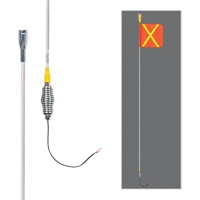 Tiges de s&eacute;curit&eacute; tout-temps de s&eacute;rie lourde avec lumi&egrave;re DEL constante Safety Whip, Fixation Ressort, Hauteur 12', Orange avec X r&eacute;fl&eacute;chissant Canadian Safety Group Inc.