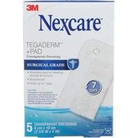 Pansement + tampon transparent Nexcare Tegaderm, Rectangulaire/carr&eacute;e, 4", Plastique, St&eacute;rile Canadian Safety Group Inc.
