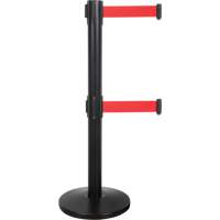 Dual Belt Crowd Control Barrier, Steel, 35" H, Red Tape, 7' Tape Length Canadian Safety Group Inc.
