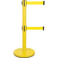 Dual Belt Crowd Control Barrier, Steel, 35" H, Yellow Tape, 7' Tape Length Canadian Safety Group Inc.