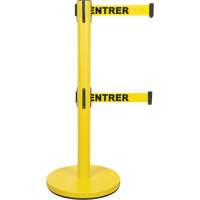 Dual Belt Crowd Control Barrier, Steel, 35" H, Yellow Tape, 7' Tape Length Canadian Safety Group Inc.