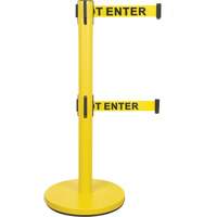 Dual Belt Crowd Control Barrier, Steel, 35" H, Yellow Tape, 7' Tape Length Canadian Safety Group Inc.