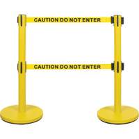 Dual Belt Crowd Control Barrier, Steel, 35" H, Yellow Tape, 7' Tape Length Canadian Safety Group Inc.