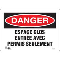 "Espace clos" Sign, 7" x 10", Vinyl, French Canadian Safety Group Inc.