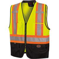 6895 Veste de s&eacute;curit&eacute; haute visibilit&eacute; bicolore avec fermeture &agrave; glissi&egrave;re sur tout le devant, Noir/Jaune lime haute visibilit&eacute;, 2T-Grand/3T-Grand, Polyester Canadian Safety Group Inc.