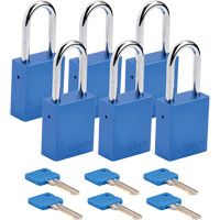 Cadenas de verrouillage Velocity, Bleu, Cl&eacute;s diff&eacute;rentes, Aluminium, Largeur de 1-1/2" Canadian Safety Group Inc.