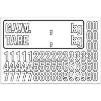 G.V.W. Truck Number Kit, Assorted Numbers/Letters/Punctuation, White Canadian Safety Group Inc.