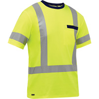 Chemise &agrave; manches courtes et X au dos Bisley, Poly-coton, Petit, Jaune lime haute visibilit&eacute; Canadian Safety Group Inc.