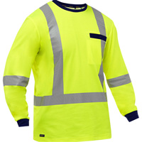 Chemise &agrave; manches longues et X au dos Bisley, Poly-coton, Petit, Jaune lime haute visibilit&eacute; Canadian Safety Group Inc.